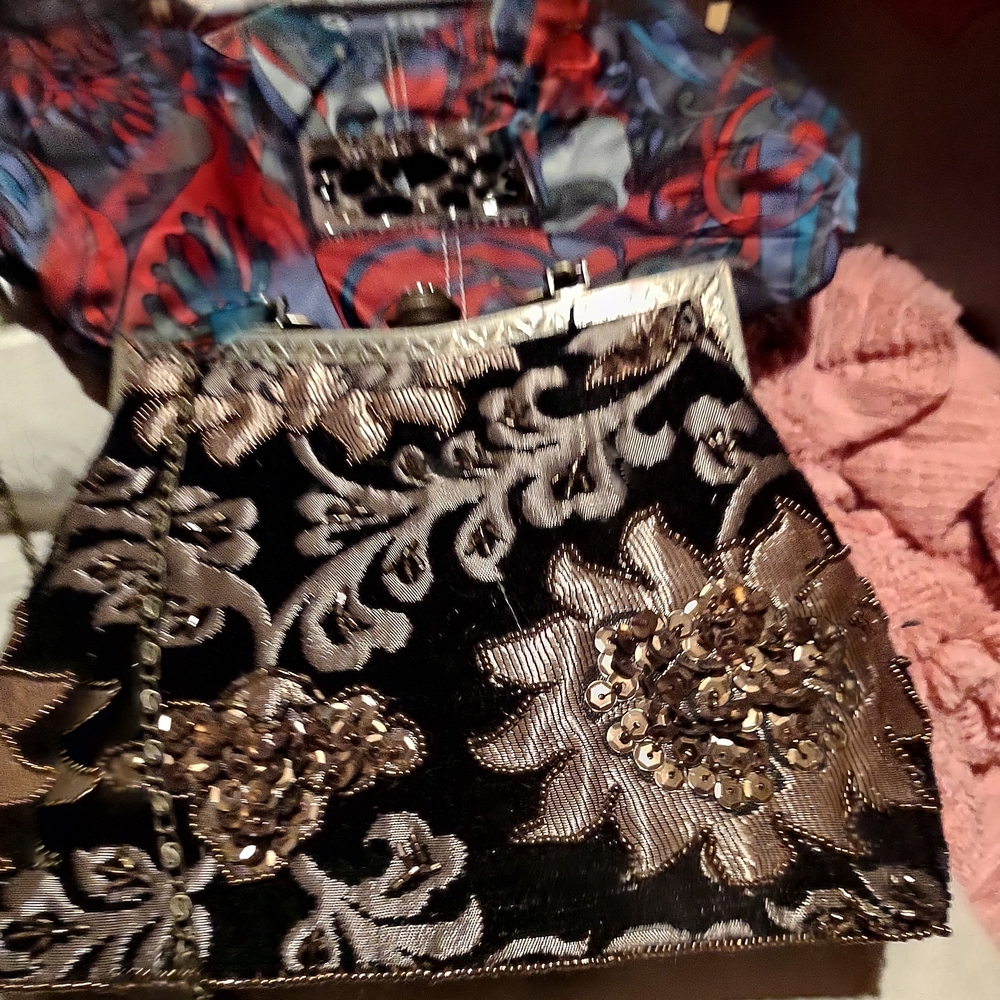 Elegant Black And Gold Floral Skirt